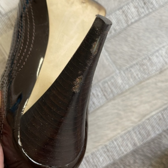 Franco Sarto Chocolate Patent Peep Toe Shoes - Picture 5 of 7